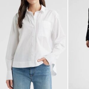 Nordstrom Caslon White Casual Button Down Shirt L NWOT